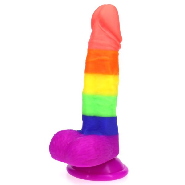 (image for) Rainbow Silicone Dildo 7.2 Inch