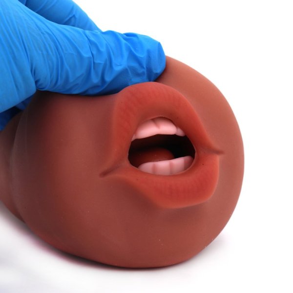 (image for) Double Hole Mouth & Pussy Stroker - Brown