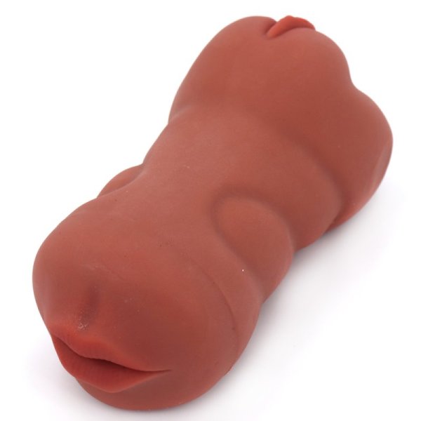 (image for) Double Hole Mouth & Pussy Stroker - Brown