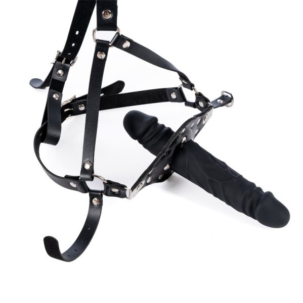 (image for) Strap On Silicone Double Dildo With Penis Gag