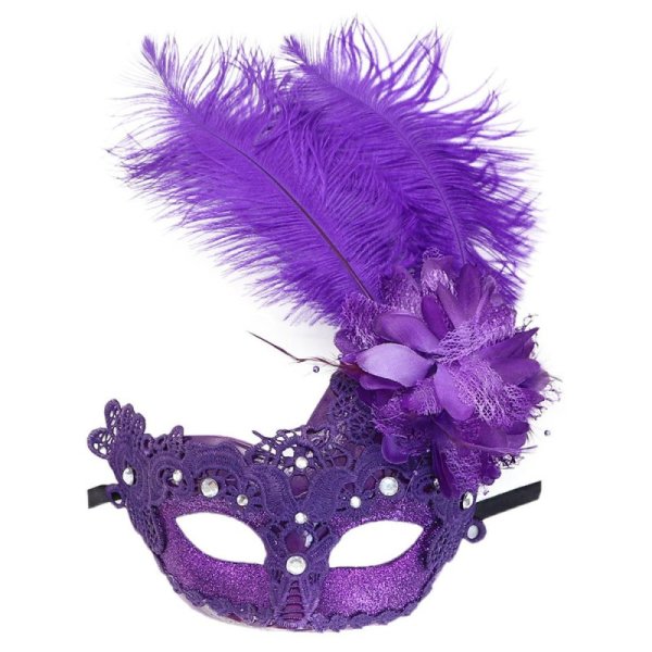 (image for) Feather Masquerade Mask - Lace