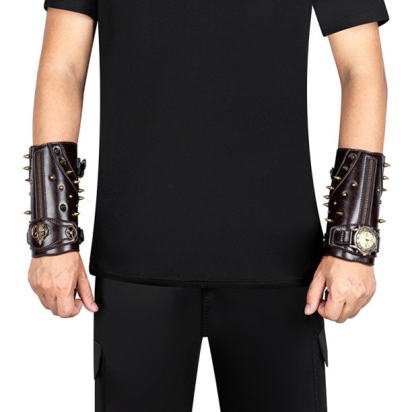 (image for) Men Leather Bracers Zipper