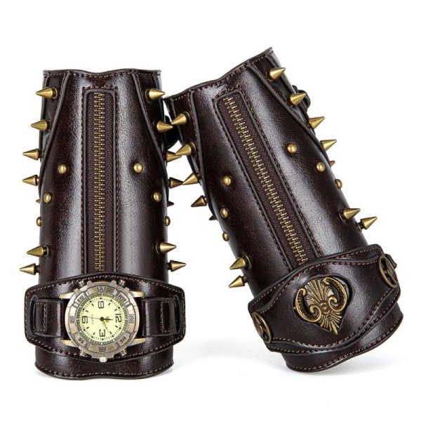 (image for) Men Leather Bracers Zipper