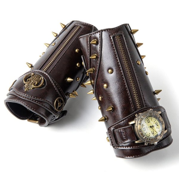 (image for) Men Leather Bracers Zipper