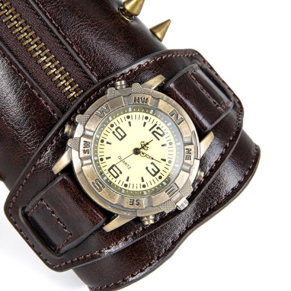 (image for) Men Leather Bracers Zipper