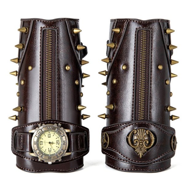 (image for) Men Leather Bracers Zipper