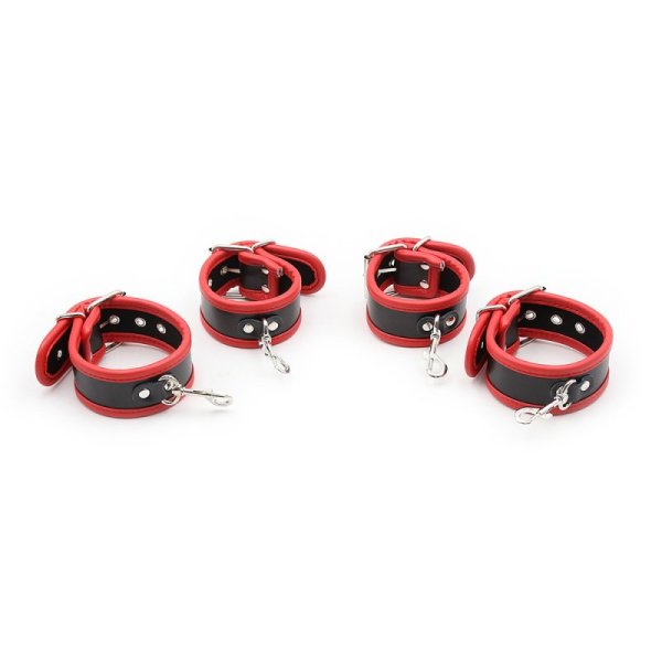 (image for) Restraint PU Leather Hands Cuffs Neck Collar Set