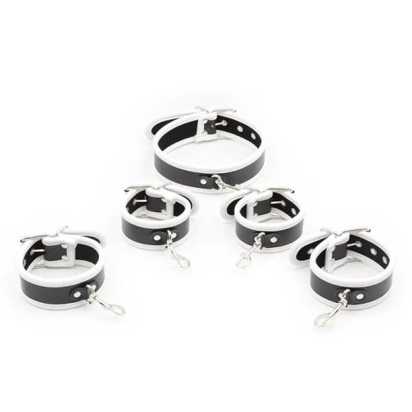 (image for) Restraint PU Leather Hands Cuffs Neck Collar Set