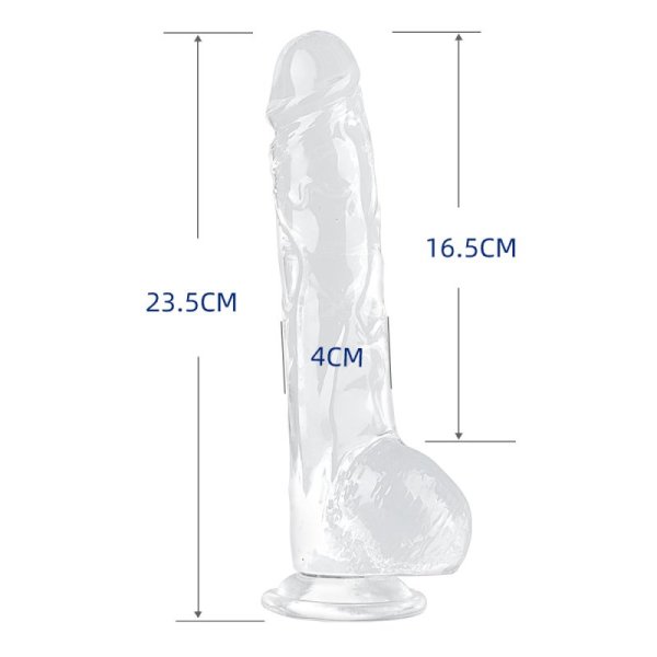 (image for) Clear Realistic Dildo with Balls 9.2 Inch