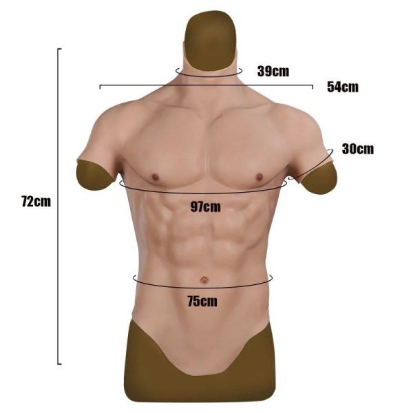 (image for) Fake Muscle Silicone Male Chest Half Body Suit