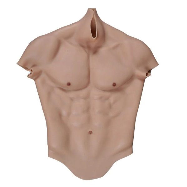(image for) Fake Muscle Silicone Male Chest Half Body Suit