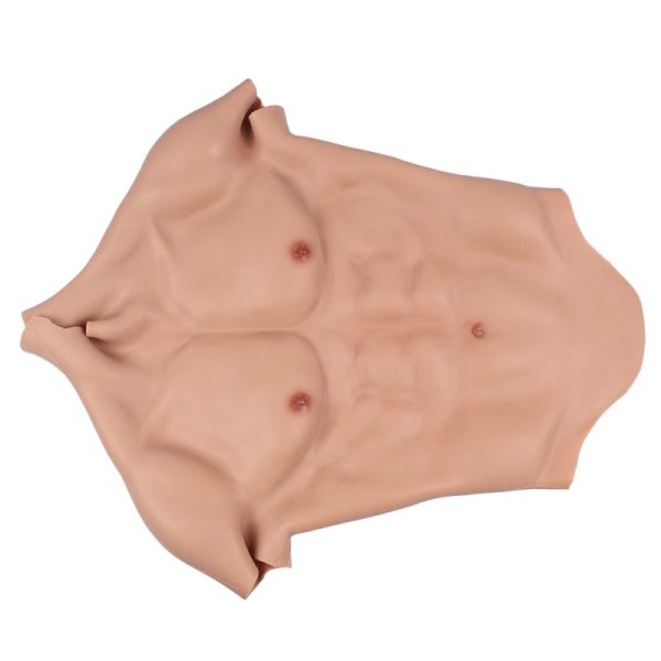 (image for) Fake Muscle Silicone Male Chest Half Body Suit