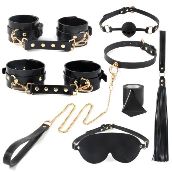 (image for) Faux Leather Bondage Restraints Kits - 8 pcs