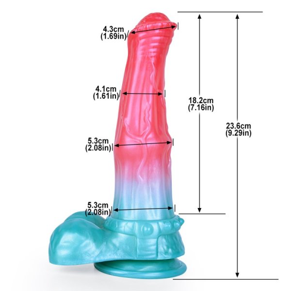 (image for) Alien Beast Cyan Rainbow 9.3" Dildo - B