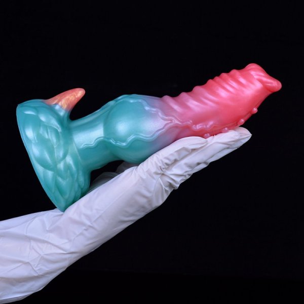 (image for) Alien Beast Cyan Rainbow 7.7" Dildo - J