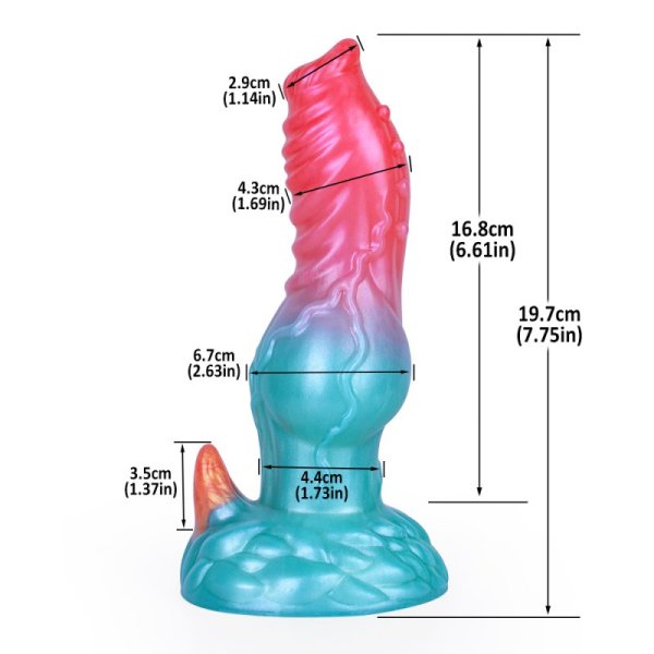 (image for) Alien Beast Cyan Rainbow 7.7" Dildo - J