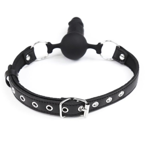 (image for) Leather Strap Fantasy Gag - Dildo