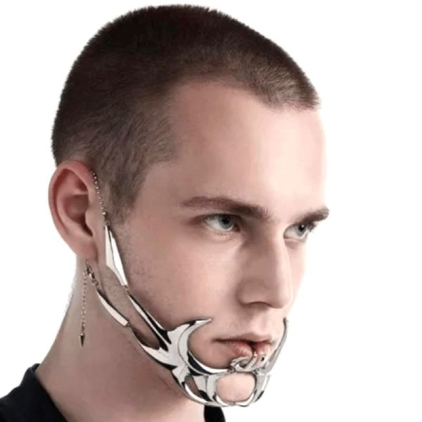(image for) Gothic Mecha Ornament Face Earrings
