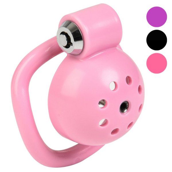 (image for) Button Lock Chastity Cage With Metal Penis Plug