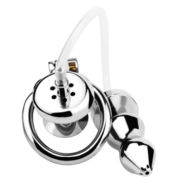 (image for) Chastity Cage With Enema Butt Plug