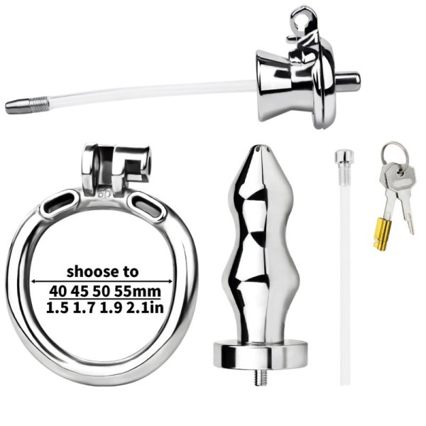 (image for) Chastity Cage With Enema Butt Plug
