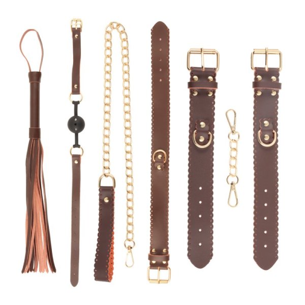 (image for) Brown Real Leather Bondage Kit