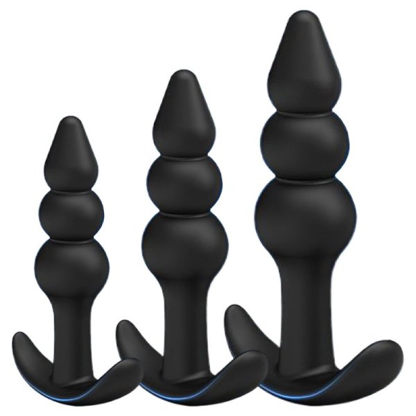 (image for) Triple Beaded Silicone Butt Plug Set