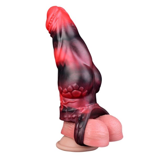 (image for) Blood-Red Silicone Vibration Penis Sleeve