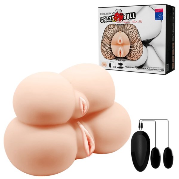 (image for) Vagina & Anal Lifelike Vibrating Fishnet Ass