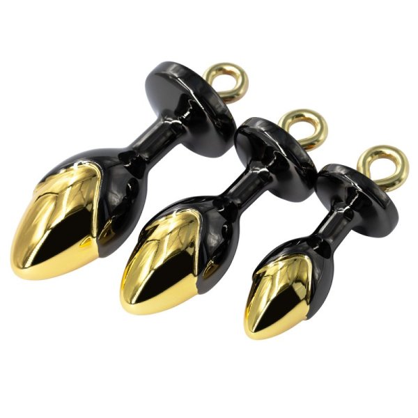 (image for) Fig Double Color Aluminum Alloy Butt Plug With Pull Ring