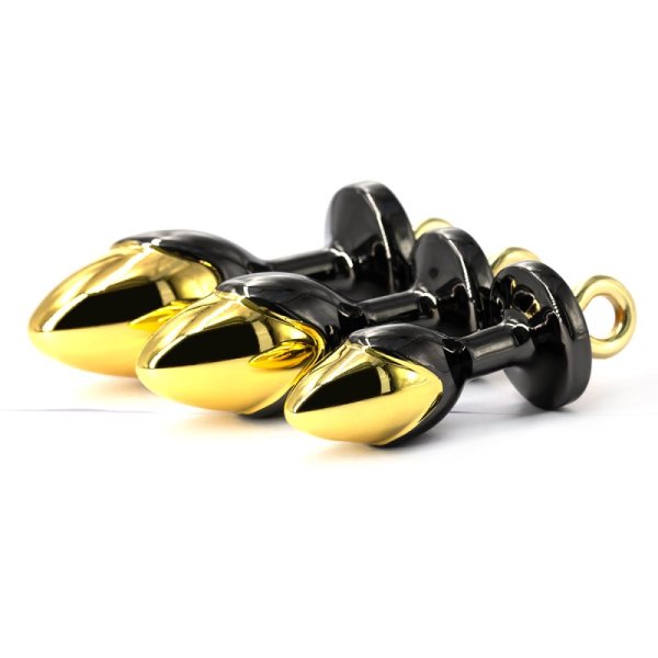 (image for) Fig Double Color Aluminum Alloy Butt Plug With Pull Ring