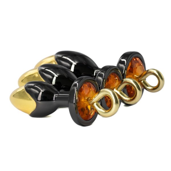 (image for) Fig Double Color Aluminum Alloy Butt Plug With Pull Ring