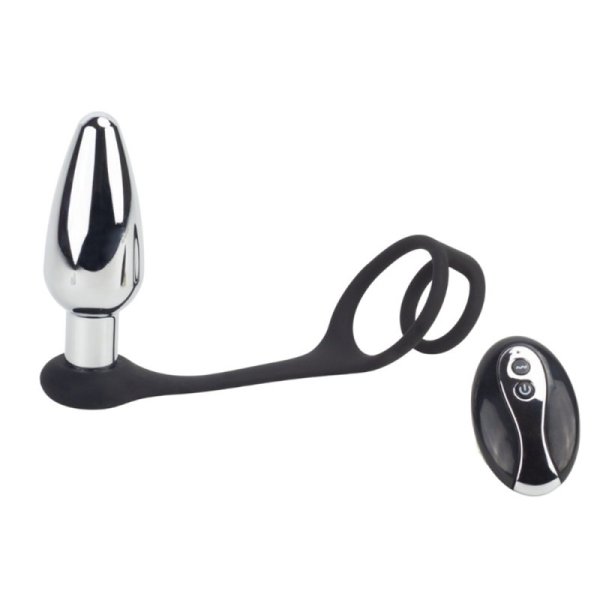 (image for) Vibrating Butt Plug With Cock And Ball Rings