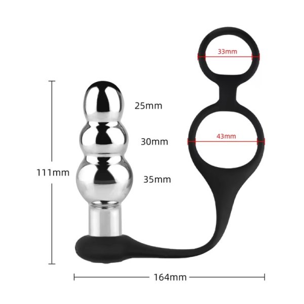 (image for) Vibrating Anal Beads With Cock And Ball Rings