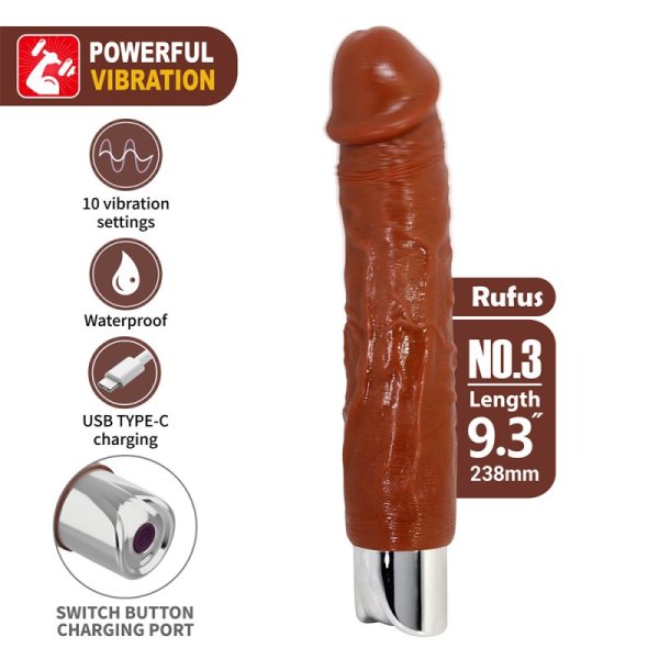 (image for) 9.3" Vibration Textured Dildo
