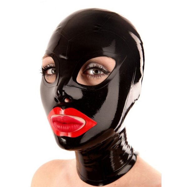 (image for) Latex Mask In Black with A Red Mouth