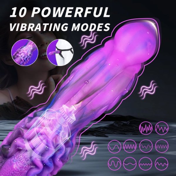 (image for) 9.4" Thrusting Vibration Fantasy Dildo