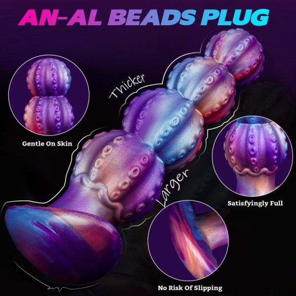 (image for) 6.5" Flaming Tentacle Anal Beads