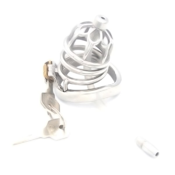 (image for) Plum Steel 2.4" Cock Cage With Flexible Cum Thru Plug