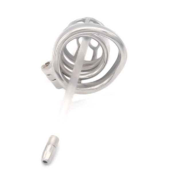 (image for) Plum Steel 2.4" Cock Cage With Flexible Cum Thru Plug