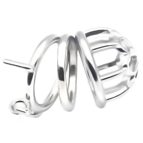 (image for) Plum Steel 2.4" Cock Cage With Flexible Cum Thru Plug