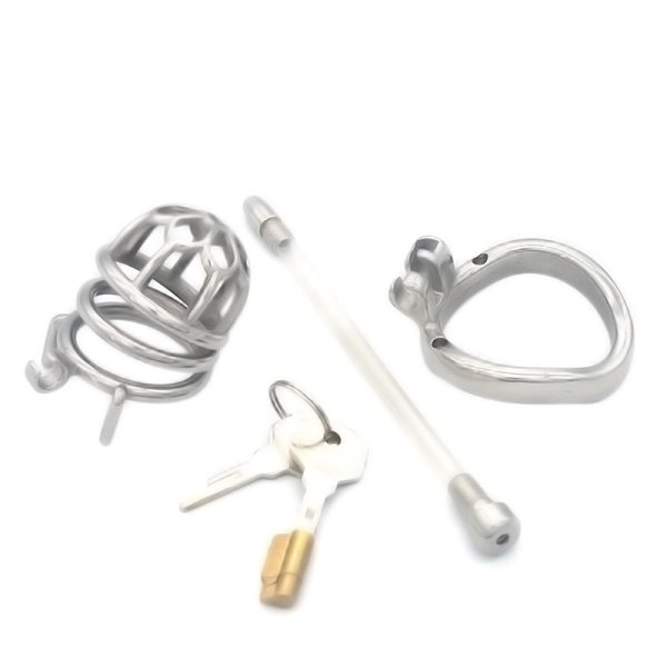 (image for) Plum Steel 2.4" Cock Cage With Flexible Cum Thru Plug