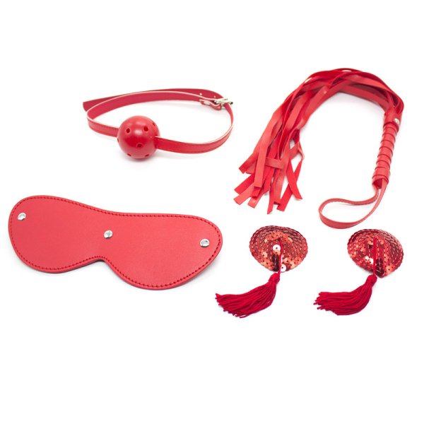 (image for) Ball Gag / Blindfold / Flogger with Nipple Cover Kit