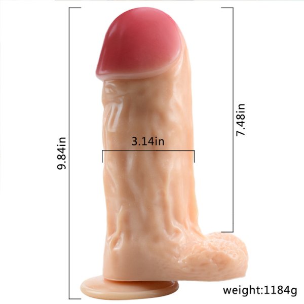 (image for) Lifelike 9.9"/25 cm Realistic Dildo - Fat