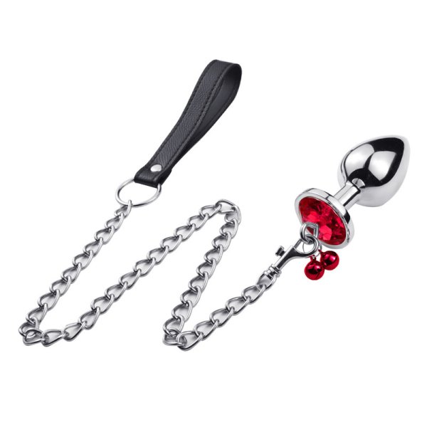 (image for) Leash Chain Jeweled Anal Plug with Bell