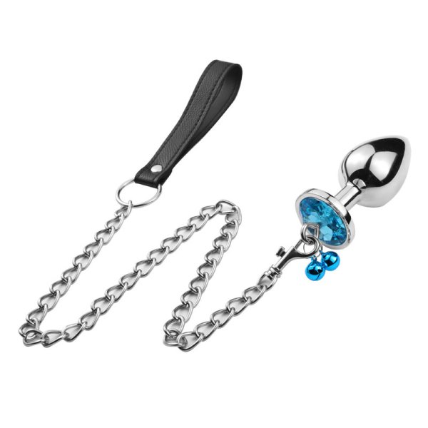 (image for) Leash Chain Jeweled Anal Plug with Bell