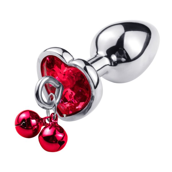 (image for) Leash Chain Heart Jeweled Anal Plug with Bell