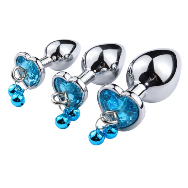(image for) Leash Chain Heart Jeweled Anal Plug with Bell