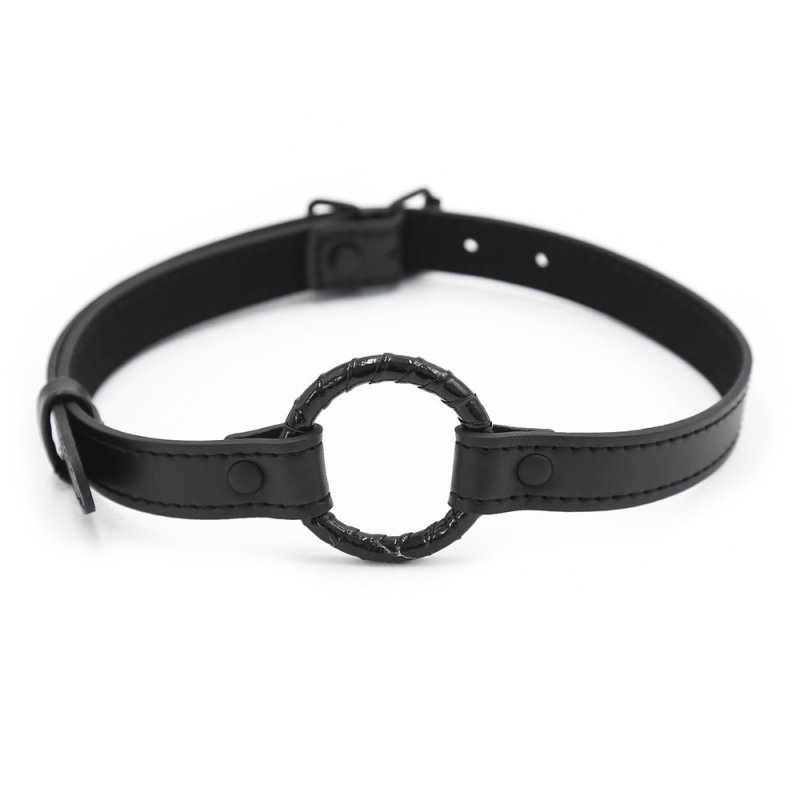 (image for) High Grade Leather Steel Ring Gag