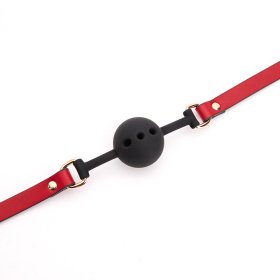 Silicone Ball Gag With Red& Black Strap